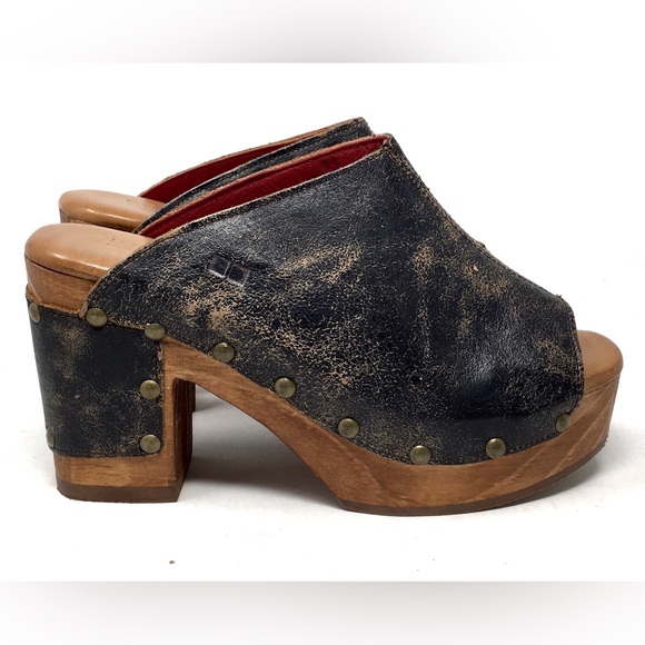 Bed Stu DEVA Mule Clogs Platform Sandal Black Lux Distressed Leather - Picture 5 of 14